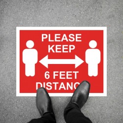 Social Distancing Floor Decal - Please Keep 6 Feet Distance Round