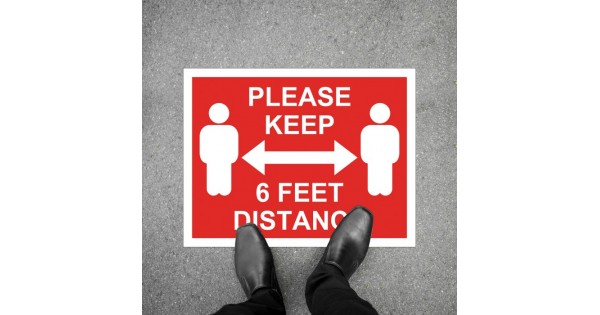 Please Keep 6 Feet Distance Round Floor Decal