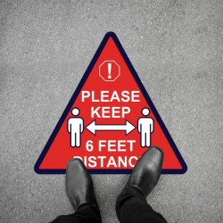 Social Distancing Floor Decal - Please Keep 6 Feet Distance Triangle