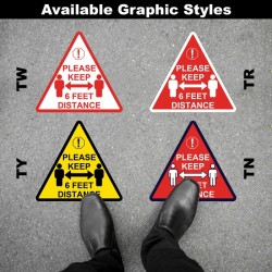 Social Distancing Floor Decal - Please Keep 6 Feet Distance Triangle
